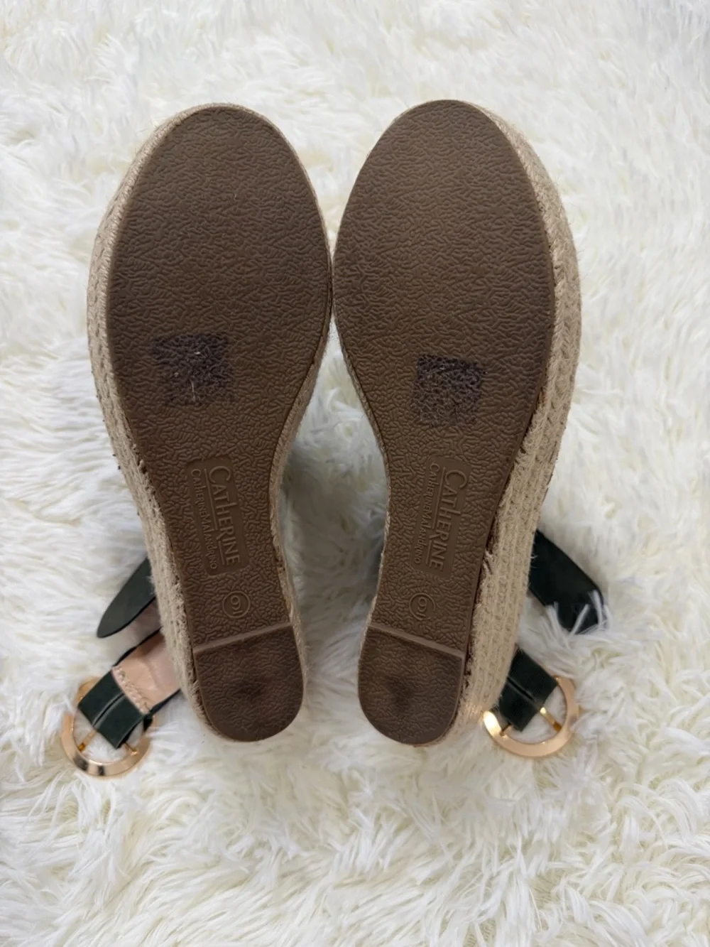 Catherine Malandrino Olive Green Espadrille Wedge Sandals Size 9